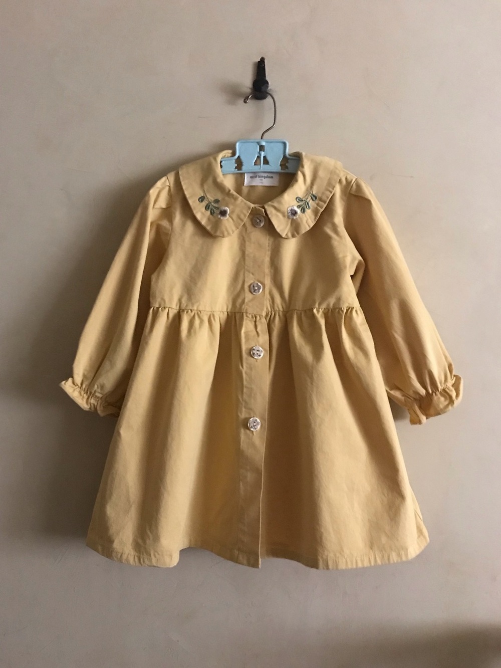 Yellow Embroidered Peter Pan Collar Dress